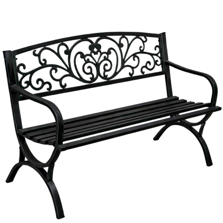 Záhradná kovová lavička – čierna